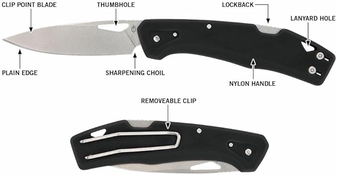 Gerber Gear LST - EDC Pocket Knife - Survival Tactical Tool for Travel Camping &amp Outdoor Adventure - Lightweight &amp Compact Folding Knife - Stainless Steel Blade - Black