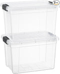 Superio Small Clear Storage Boxes with Lids 4.75 Quart Plastic Container Bins for Organizing Stackable Crates BPA Free Non Toxic Odor Free Organizers for Home Office School and Dorm