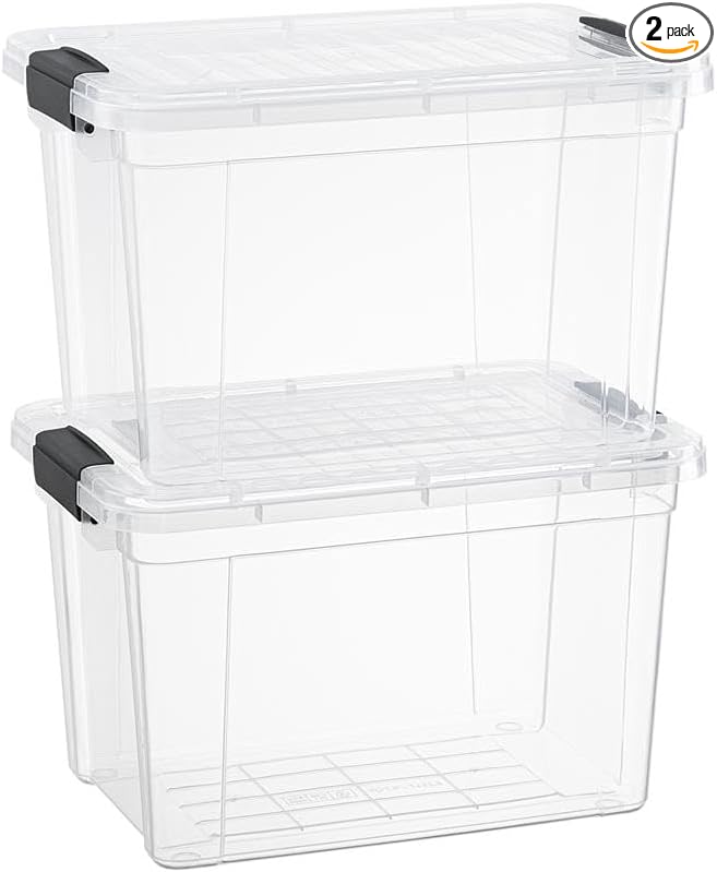 Superio Small Clear Storage Boxes with Lids 4.75 Quart Plastic Container Bins for Organizing Stackable Crates BPA Free Non Toxic Odor Free Organizers for Home Office School and Dorm