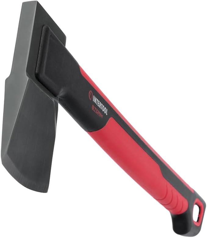 INTERTOOL Long Hatchet Camping Axe for Wood Chopping and Kindling - 18 Ax Tool for Splitting Firewood &amp Outdoor Survival Gardening Hiking with Shock Absorbing Anti-Slip Handle &amp Sheath - HT