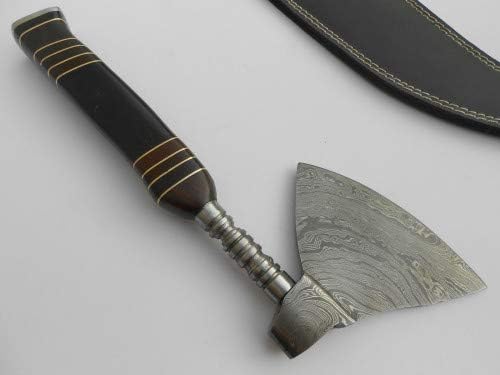Handmade Damascus Viking Axe Bearded Axe Chopping Axe11 Buffalo Horn Handle Axe. Hand Forged Woodsman Axe