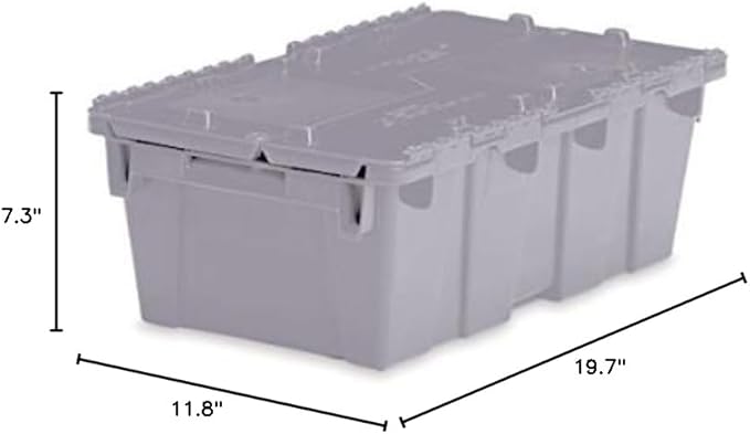Medium Storage Tote with Lid 19.7 L x 11.8 W x 7.3 H - Gray