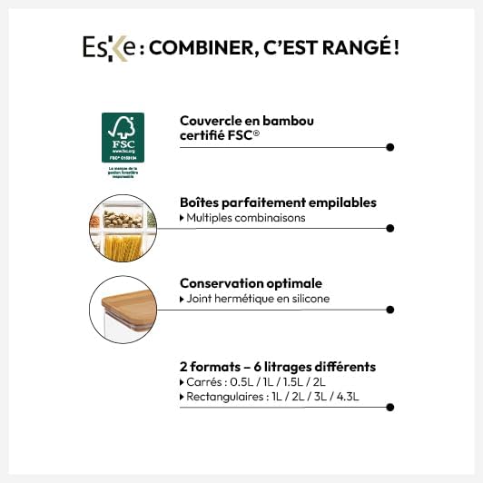 5five - Rectangular box eske with bamboo lid 2L