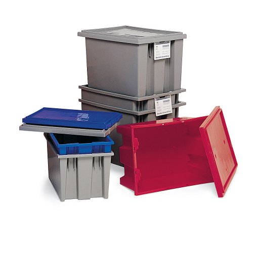 Quantum Stack And Nest Tote Box - 18X11x6 - Gray - Gray - Lot of 6