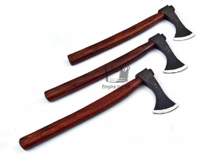 Set of 3 Handmade High Carbon Steel Ragnar Axes - Viking Axe - Valhalla Axe with Sheath - Viking Hatchet - Outdoor Tools by Empire Industry