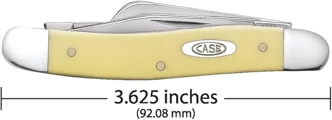Case XX WR Pocket Knife Medium Stockman Yellow Synthetic Handle Carbon Steel Blades Length Closed: 3 5/8 Inches W/Sharpening Stone