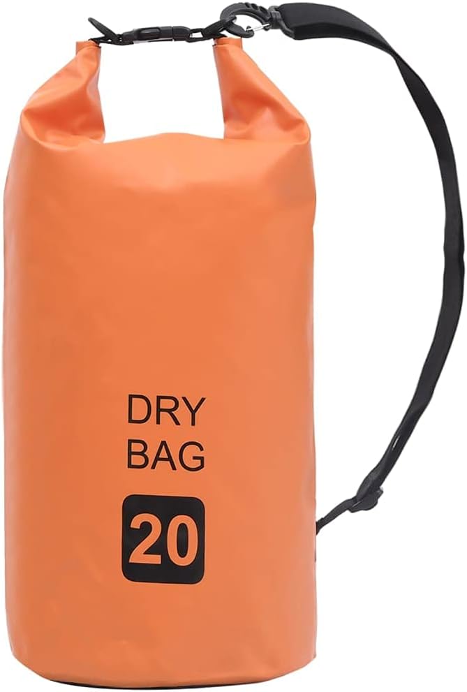 Waterproof Dry Bag Orange 5.3 gal PVC Backpack for Boating Surfing Outdoor Gear Storage Lightweight Durable Sack with Adjustable Shoulder Straps Protects Valuables