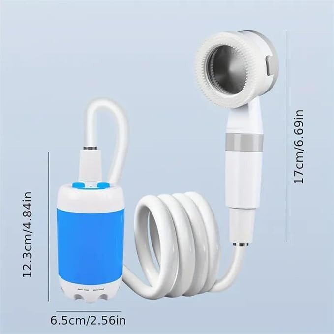 Portable ShowerOutdoor dormitory bath artifact Electric Rechargeable Portable Camping Shower simple car self-priming showerpet Shower Blue
