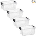Superio Clear Storage Boxes with Lids 3.4 Quart Plastic Container Bins for Organizing Stackable Crates BPA Free Non Toxic Odor Free Organizers for Home Office and Dorm 4 Pack