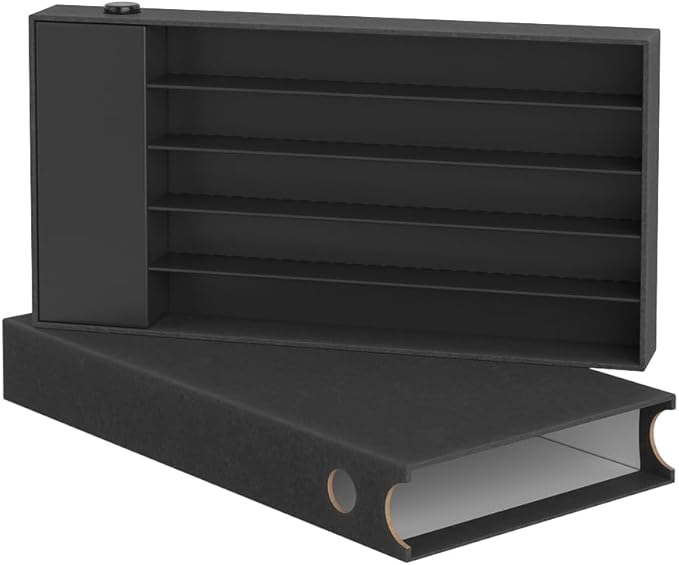 100 Pack – Child Resistant &amp Recyclable Slim Pre-Roll Paperboard Boxes with Press Button &amp Foam Insert – Sustainable Storage for Small Products (Black)