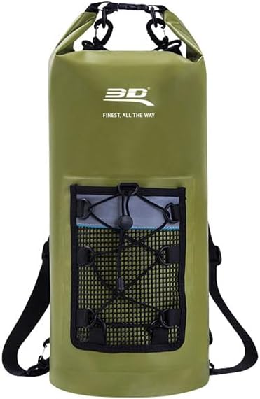 3D MAXpider Roll Top Dry Bag Backpack 10L Waterproof Lightweight Floating Marine Drybag - Detachable Straps Mesh Front Pocket - Travel Hiking Fishing Swimming Boating Kayaking Camping (Green)
