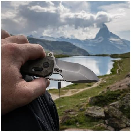 SOG Kiku Quick-Opening Sharp Ambidextrous Pocket Folding Knives with Linen Micarta Handle | CTS XHP Steel XR Lock