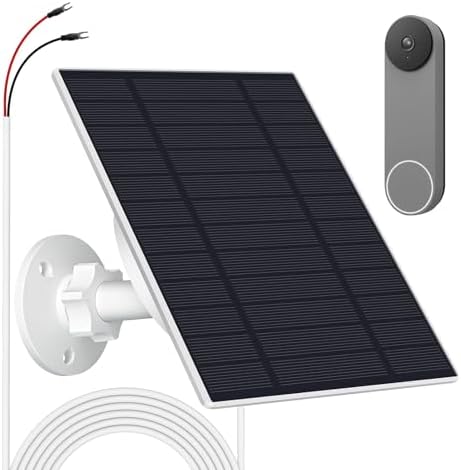Solar Panel for Security Camera Outdoor 10W Video Doorbell Solar Panel Charger for Nest for Doorbell 2K 2 3 IP66 Water Proof 360° Adjustable Bracket (CSP4W-O-W)