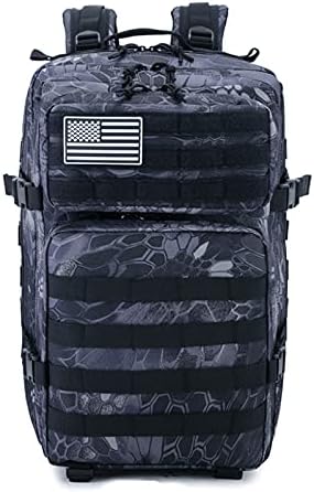 Tactical Military Backpack for Man45L Waterproof Army Pack Rucksack Hiking Laptop Backpack 3 Day Bug Out Bag Hiking Rucksack (Black CP) 9
