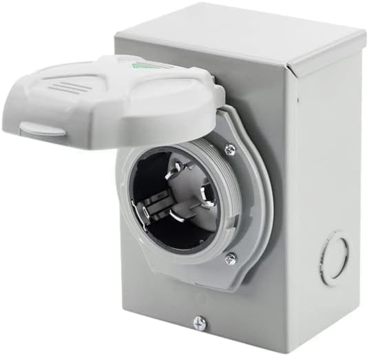 50A 125/250V Generator Power Inlet Box - 3-Prong Pre-Drilled for Easy Installation Durable Metal Construction