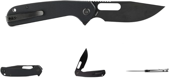 LIONGMAH Lightweight Folding Pocket knife G10 Handle Small EDC Knife with Pocket Clip for Men Women Sharp Camping Survival Huntng Knives (Right-handed version)