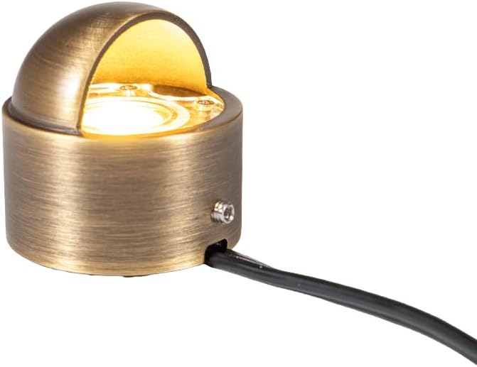 VOLT 12V 1W 2700K Warm White IP67 Watertight 116 Lumen Solid Brass BuddyPro LED Puck Light (Beacon Top) for Deck Step or Hardscape Outdoor Lighting