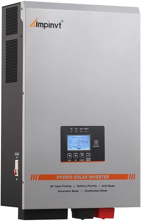 Ampinvt 6000W Solar Inverter 48V DC to 120V/240V AC Split Phase Output Built-in 100A MPPT Solar Controller Off Grid Low Frequency Pure sine Wave Inverter Charger for Lead Acid Lithium Gel Battery