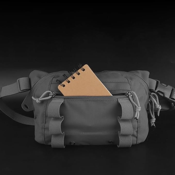 Assault Dangler Pouch with Elastic Loops Panel*2 Hook Loop Tongue for Plate Carrier Chest Rig Top Arc Opening Half Zip Tactical Fanny Pack Sling Bag Concealed Carry EDC IFAK Medical Drop Pouch-RG