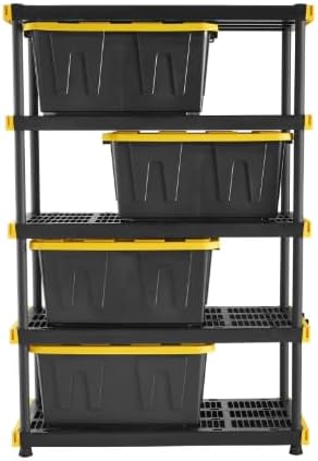 27 Gallon Heavy Duty Storage Tote with Lid Black and Yellow reusable made with heavy-duty recycled plastic