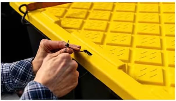 77 Gallon Tough Storage Tote with Wheels Black with Yellow Lid