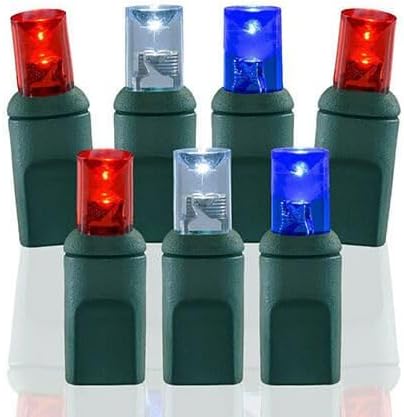Pro Christmas LED Christmas Lights – 70 Count Wide Angle Conical String Lights – Professional Grade Indoor/Outdoor Commercial Holiday Light Set for Trees Bushes &amp Décor – Red White and Blue
