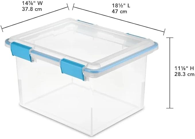 32 Quart Gasket Box - Clear Base and Lid Blue Aquarium (Set of 4) Blue-4.0 / United States