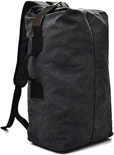 Large Capacity Military Duffel Bag Top Load Double Strap Canvas BackpackTravel Climbing Bag(Black