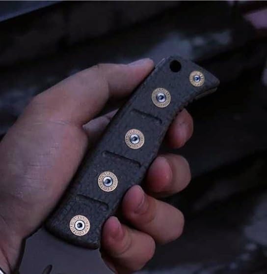 1 Pair Custom Micarta Scales with 5 Sets Screws Fits for Fixed Adamas 375 CNC Handle Patch DIY Accessory(Black)