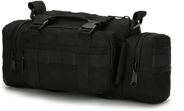 Multifunctional Outdoor Tactical Fanny Pack Waterproof 3P Duffel Waist Bag with Shoulder Strape MOLLE System Camera Bag Chest Pouch (Black)