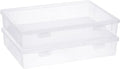 BTSKY Clear Plastic Storage Box with Flap Lid Multipurpose Craft Organizers and Storage Box Art Supply Storage Organizer Plastic Sewing Box for Beads Pencils Notebooks 2 Pack Medium