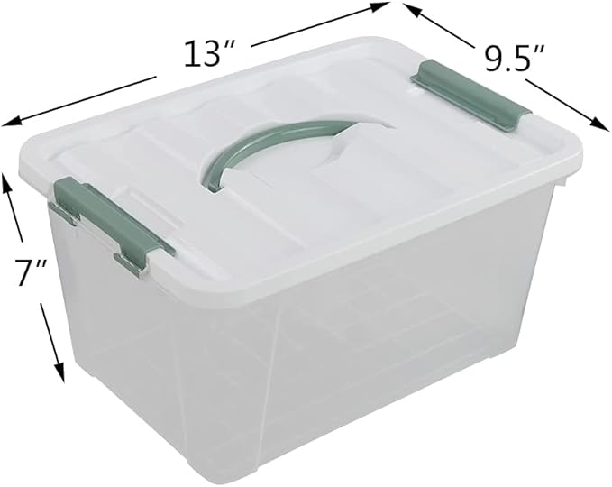 Gloreen 14 Quart Clear Storage Bins with Lid Multipurpose Plastic Latch Box 6 Packs