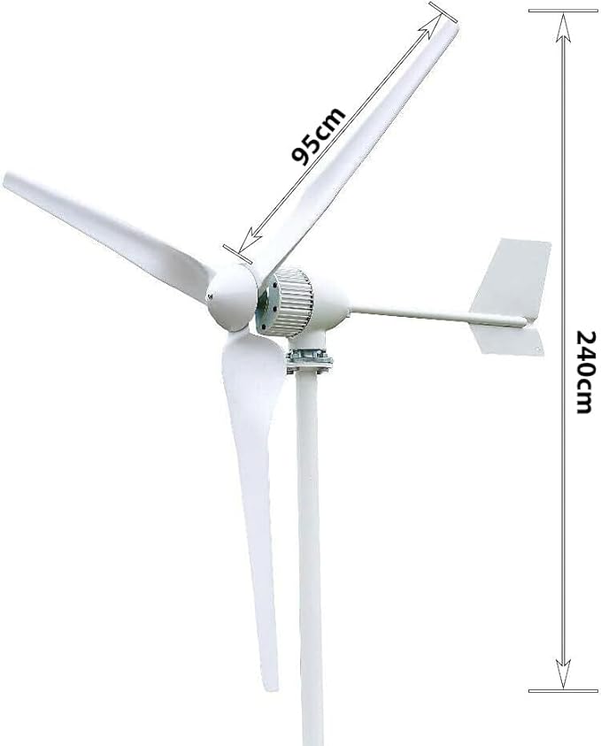 Wind Turbine 2000W AC 48V Home Use Horizontal Wind Generator Kits 3 Blades with Digital MPPT Controller to Charge Batteries Off Grid System for Home Boat Marine Garden