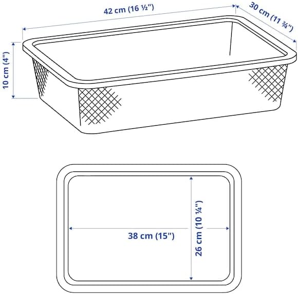 Dark Gray Mesh Storage Box – 16.5x11.75x3.875 inches – Slim Organizer for Drawers Shelves &amp Small Spaces
