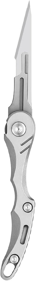 Mini Titanium Practical Pocket Folding Knife for Daily Use Equipped with 5 No. 11 quick change blades only 13.3g and a large keyhole at the bottom for easy carrying
