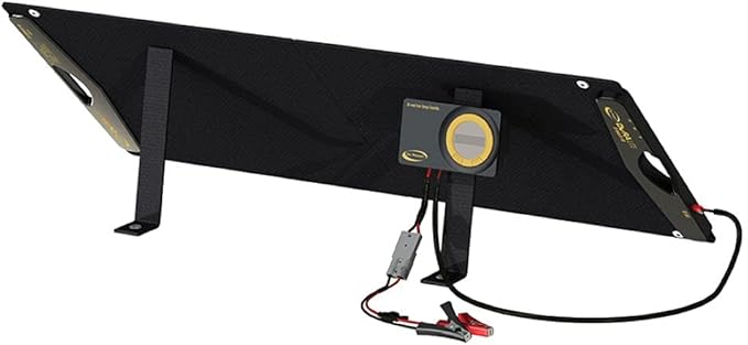 GoPower DuraLite 100-Watt Solar Panel with 30-Amp PWM Charge Controller Foldable High-Efficiency Monocrystalline Cells Expandable to 300-Watt Ideal for Camping RVs Campers ATVs Boats - Black