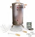 (30 Pound) 2-in-1 Smoker Barrel Vertical Grill - Premium 304 Stainless Steel - Barril Charcoal BBQ Thermometer &amp Ventilation - Cooking Accessories Meat Kit - Portable Outdoor Camping - QUE ASADOR