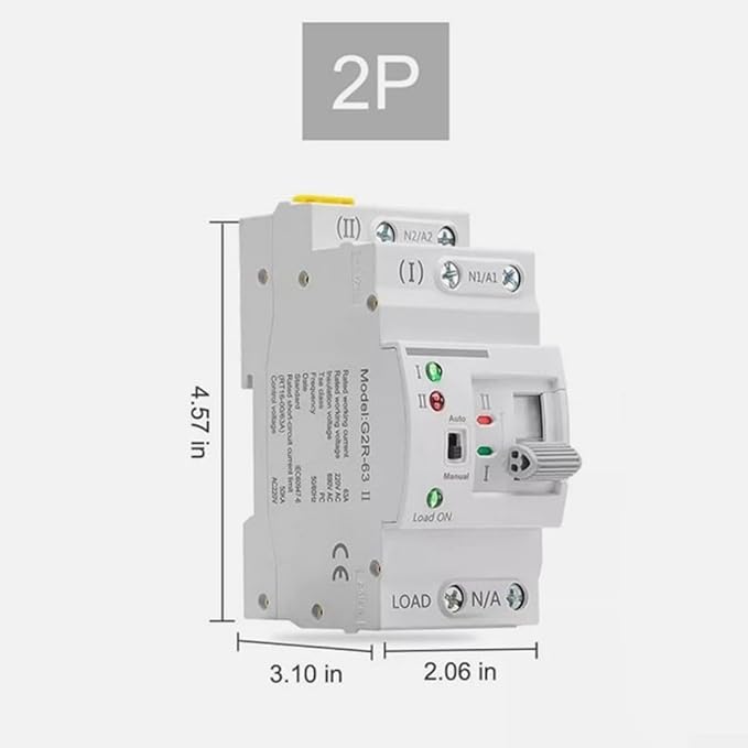 Dual Power Automatic Electrical Transfer Switch for ATS 2P 63A 220V Generator Compatible Seamless Power Supply