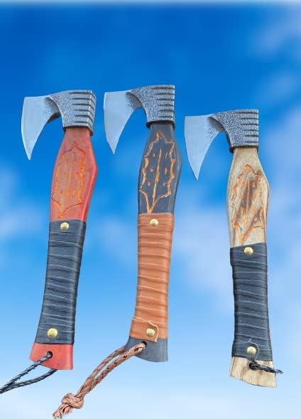 3pcs Set - Throwing Axes and Tomahawks Axes 12 Size Each Wood Handle Best for Camping and Throwing for Men
