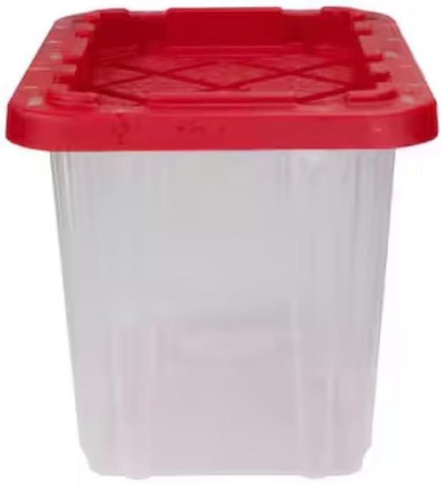 9 gallon tough storage Clear with yellow lid (Red Lid)