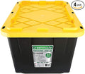 Durabilt 27 Gal. Plastic Storage Tote Black/Yellow (Set of 4)