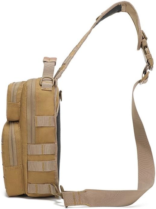 Outdoor Sports Hiking Sling Bag Shoulder Pack Camouflage Tactical Molle Chest Bag - Tan