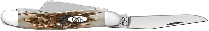Case XX WR Pocket Knife Medium Stockman Amber Bone Handle Stainless Steel Blades Length Closed: 3 5/8 Inches