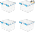 32 Quart Gasket Box - Clear Base and Lid Blue Aquarium (Set of 4) Blue-4.0 / United States