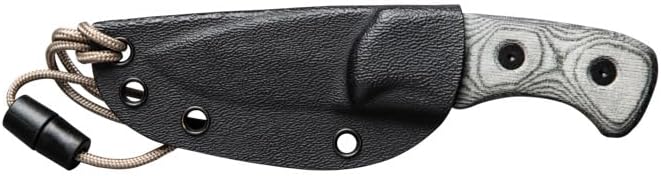 Tops Knives Ferret Full Tang Fixed Blade- Black Traction Coating Blade Finish- Black Kydex Sheath w/Neck Landyard