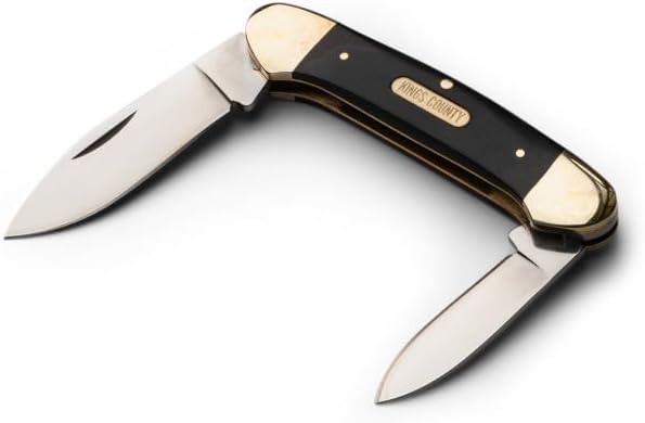 Kings County Tools Small Pocket Knife for Men or Women - 2-Blade 6” Folding Knife with Stainless Steel Blades and Pakkawood Handle for EDC Hunting Camping and Outdoors