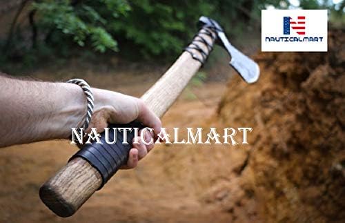 Nautical-Mart Thorsten Viking Axe Leather Handle Vikings Ragnar Lothbrok Axes Norse Norsemen Re-Enactment Bearded Pagan Asatru Steel Iron Berserker