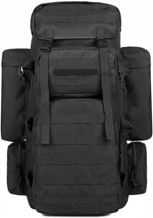 Tactical Backpack Military Molle Hiking 56-75L Outdoor Hiking Bag Backcountry Jungle Tactical Trekking Black