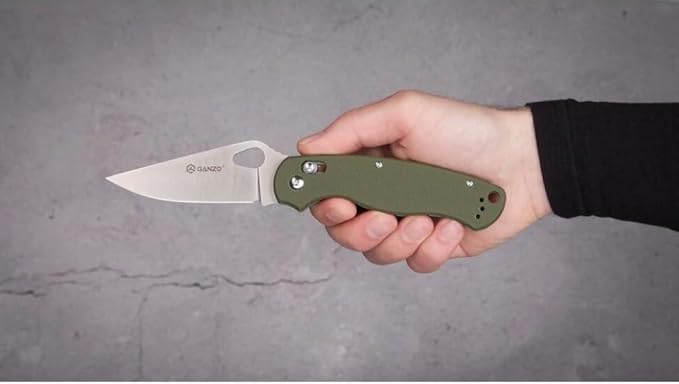 Ganzo G729-GR Folding Pocket Knife 440C Stainless Steel Blade Ergonomic G10 Non-Slip Handle with Clip Hunting Fishing Camping Folder Axis Lock Outdoor EDC Knife (Green)