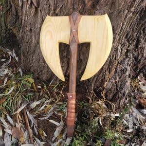 Historic and Exhibition Wooden Double Headed and bladed AxeViking Axe Wooden Axe